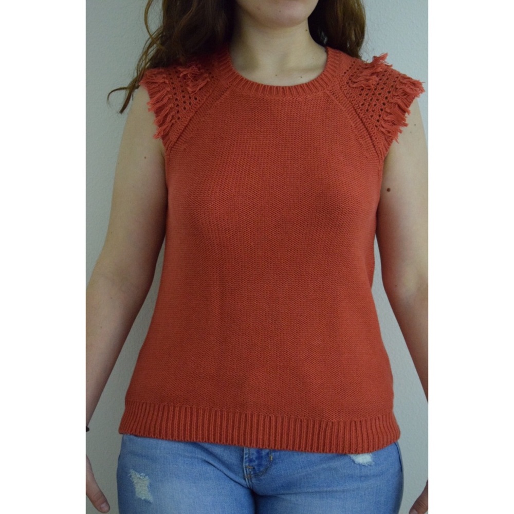Red-Orange Banana Republic Knit Sweater Tank Top